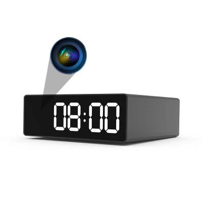 China Small Wireless Alarm Hidden Spy Camera Clock Nanny Cam Mini Nanny Cam Espias Camara One Way Audio Invisible CCTV Video Wifi Desktop Table Desk Table for sale