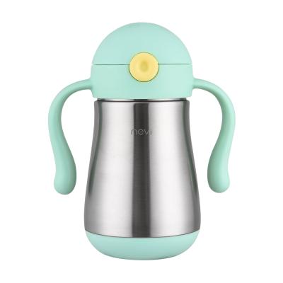 China BPA Free Custom Thermos Cup Baby Training Bottle New Logo Stainless Steel Baby Sippy With Double Handles à venda