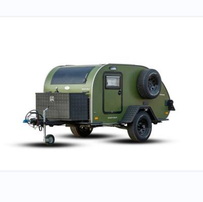 China Off Road Mini Teardrop Caravan Camper Trailer travel trailer with built-in fly above the canvas roof for sale