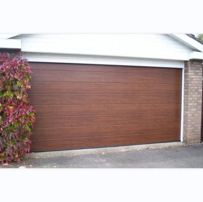 China Aluminum Sectional Garage Door Grain Color Modern Wooden Overhead Door Beautiful Appearance for sale