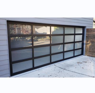 China Low Price Modern Residential Automatic Black Aluminum Advantage Glass Sectional Garage Door Price for sale