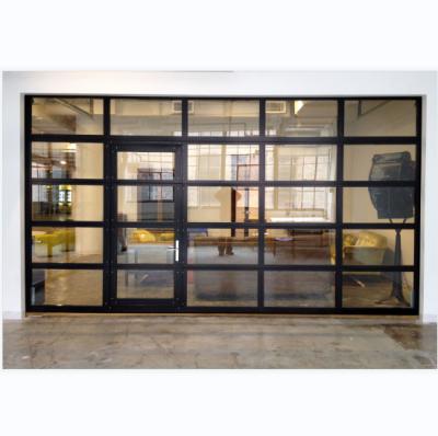 China Low Price Modern Residential Automatic Black Aluminum Advantage Garage Glass Sectional Door for sale