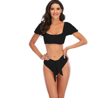 China Swimming or bathing wholesale price with sleeves buttons top short sleeve bikini for sale