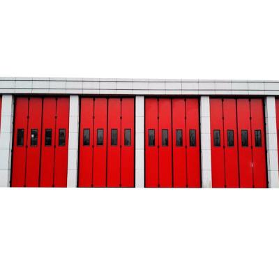 China Commercial Lift Screen Vertical Folding Electric Fold Up Wall Bifold Door Industrial Hydraulic Garage Doors Hangar for sale