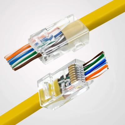 China UTP Cat6 EZ Network Cabling System Pass Through RJ45 Socket Connector for LAN Cable Connector for sale