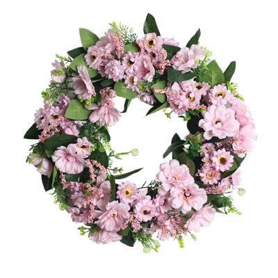 China Natural Touch Artificial Flowers Plain DIY Commercial Green Double Wire Frame Christmas Pine Wreath for sale