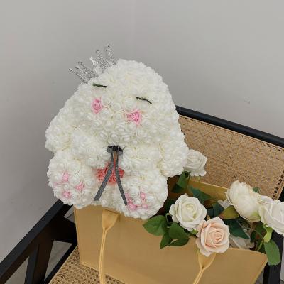 China 2022 Touch Gift Best Hot Selling Artificial Flowers Natural Rose Bear Teddy Bear 40 Cm Rose Bunny For Mother's Day Gift for sale