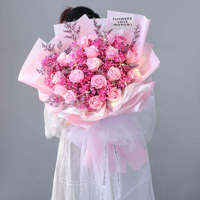 China Direct Wholesale Natural Plant Bouquet Gift Box Set Preserved Dry Mini Bouquet With Bottle Gypsophila Flowers Mother's Day Gift for sale