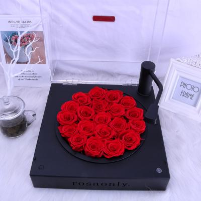 China Portable Spot Portable Wireless Electric Suitcase Preserved Flower Decoration Turntable Phonograph Record Player for sale