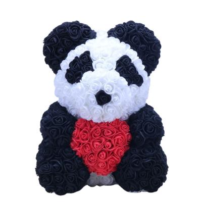 China Wholesale Fashional Artificial Flowers Valentine's Day Gift 40cm Rose Flower Immortal Bear 25cm Simulation Flower Foam Rose Teddy Bear Gift Box for sale