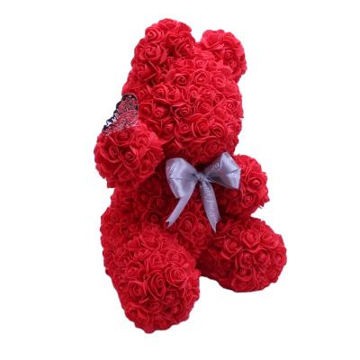 China Beautiful Colorful Christmas Gift Artificial FlowerRose Bear Pet Bear Rabbit With Gift Box For Weddings Party Valentine Day Birthday Present Bear for sale