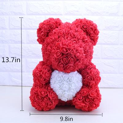 China Beautiful Colorful Artificial Standing Flowers 40CM PE Teddy Rose Bear Christmas Gifts Foam Teddy Rose Bear For Valentine's Day Gifts for sale