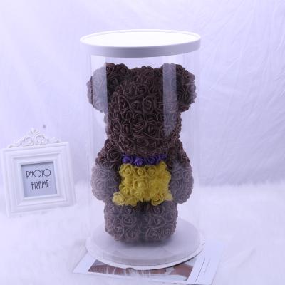 China Natural contact Teddy Bear Rose 40 cm holding multicolored polystyrene flower with gift box for Christmas for sale