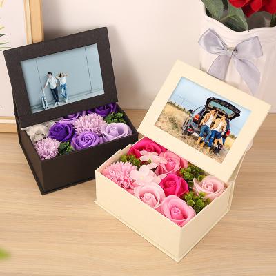 China 2022 Valentines Gift Soap Rose Artificial Flowers Packed Handmade Creative Box with Photo View Wedding Party Decoration for sale