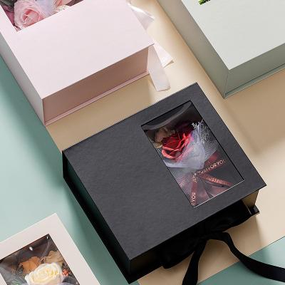 China Natural Touch Surprise Love Flower Gifts Box With Mother's Day Artificial Flower Ribbon Box Packaging Creative Wedding Box for sale