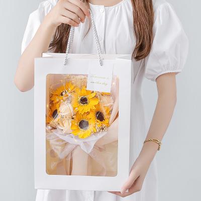 China Romantic Flower Simulation Sun Bouquet Gift Box 6 Sunflower Handmade Soap Flowers for sale