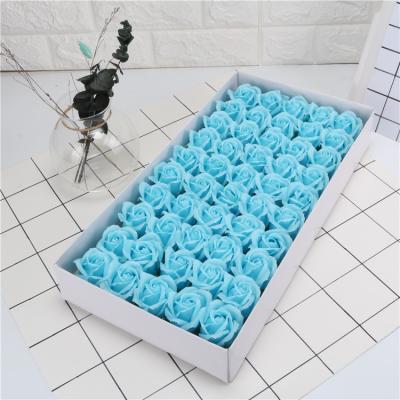 China 50 Pieces Celebration Flower Soap Roses Gift Box 50 Pcs Soap Flower Gift Box Pink Rose Petal Soap Flowers Box For Decoration for sale