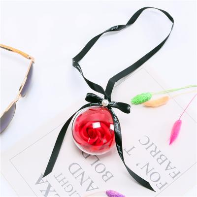 China Creative Acrylic Rose Flower Car Hanging Ball Key Chain Flower Party Soap Valentine's Day Gift for sale