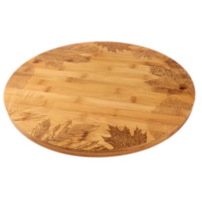 China Kitchen Chopper Laser Printing Cutting Board Bamboo Kitchen Round Plate Serving Board Tray for sale