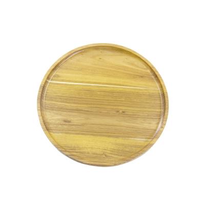 China Home Hotel Restaurant Organic Bamboo Round Serving Plate Wooden Serving Tray For Snacks Fruit Cakes for sale