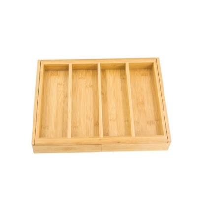 China Expandable and Adjustable Bamboo Kitchen Drawer Cutlery Tray Organizer for sale