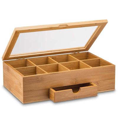 China Viable Natural Color Wooden Bamboo Tea Bag Organizer Storage Box for sale