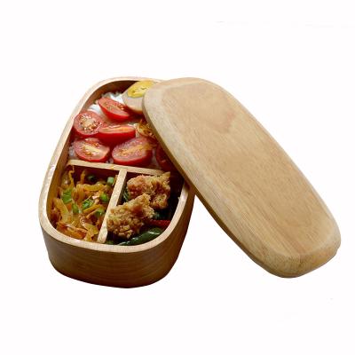 China Sustainable Natural Oak Lunch Box Single Layer Elliptical Environmental Protection Kitchen Supplies Japanese Style for sale