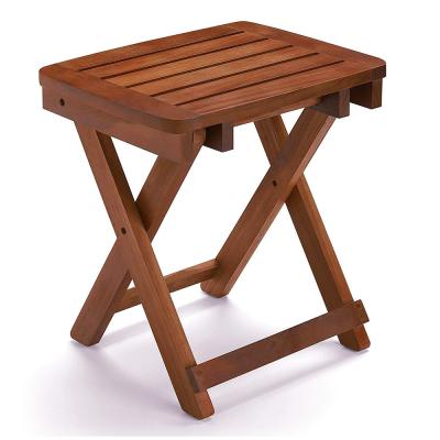 China Factory Direct Wholesale Natural Folding Stool Shower Bench Foldable Fully Assembled Wooden Folding Teak Shower Seat Seat for sale