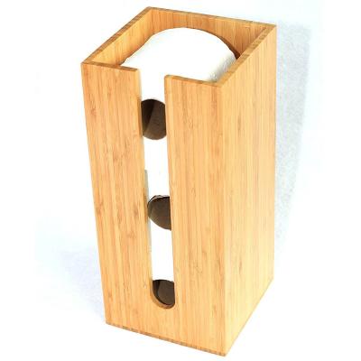 China Multifunction Tissue Box Wall Mount Paper Towel Dispenser Bamboo Napkin Holder for sale