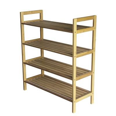 China Modern Amazing Natural Bamboo Shoe Rack Stackable Shoe Rack Cabinet Shoe Shelf with 4 Tiers for sale