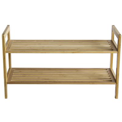 China Modern Natural Bamboo Wood Shoe Rack Shelf Shoe Rack 2-Tier Storage Designs for sale