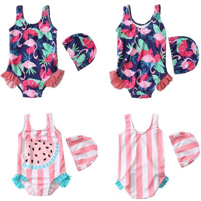 China Breathable Shinny Cute Kids One Piece Mermaid Babies Swimwear Swimsuit Kids Beach Costume With Swim Cap for sale