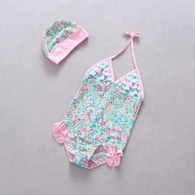 China Breathable Fashionable Kids Swimwear Girls Beachwear Kids Swimwear With Swimming Hat for sale