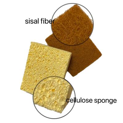 China Sustainable Natural Material Wood Pulp Cellulose Sisal Fiber Sponge Biodegradable Scouring Pads for sale