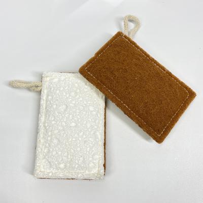 China Sustainable Eco-friendly Natural Kitchen Dish Cloth Sisal Sponge Coconut Fiber Sisal Sponge Cleaning Washing Cellulose Sponge With Rope for sale