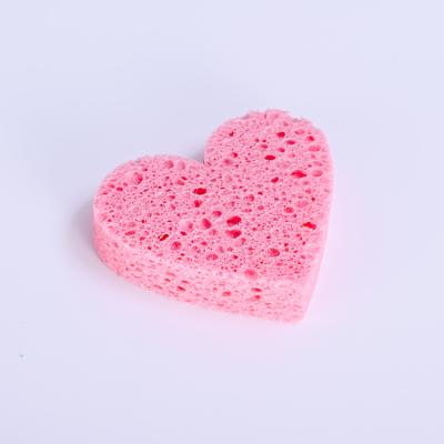 China Sustainable Heart Shape Facial Exfoliating Compressed Cellulose Sponge Facial Cleaning for sale