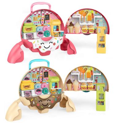 China 2022 New Arrival Plastic Children Learning Toy Donut Backpack Kitchen Role Play Girl Beauty Playset Interesting Kid Gift for sale