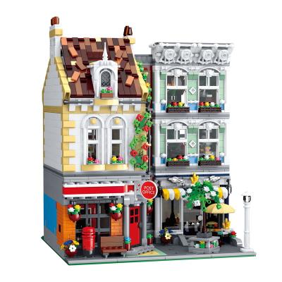 China Square building block 10198 Toy Urge building legoi architecture child educational toy gift funny post office street view plasticbrick Assemble Legoi for sale