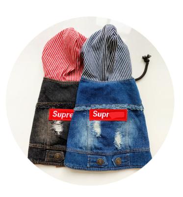 China China Supplie Fashion Designer Hot Sports Denim Fabric Hoodie Padded Dog Fashions Pet Clothes for sale