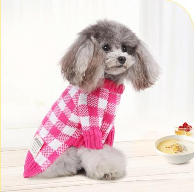 China Factory Direct Sale Stocked Sweater Pet Clothes Winter Plaid Warm Breathable Teddy Pet Clothes Sweater for sale