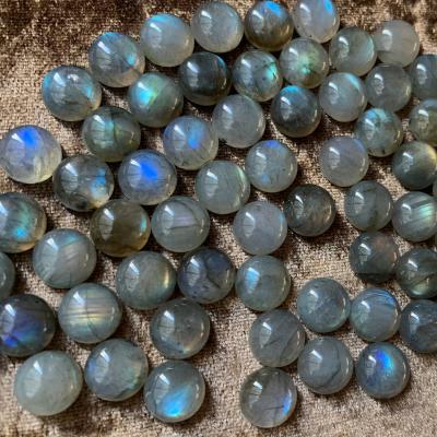 China Shiny Natural Cabochon 10mm, Gemstone Cabochon Labradorite Flat Back Round for sale