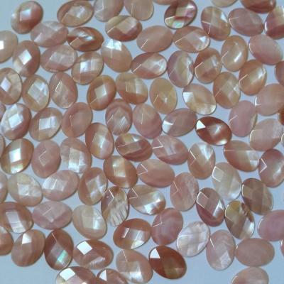 China Shiny Natural Pink Mother Of Pearl Faceted Oval Cabochon , Gemstone Cabochon Beads Beads for sale