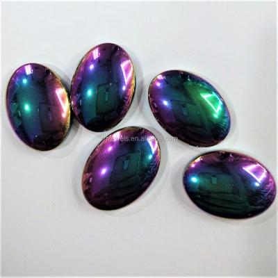 China Rainbow Brilliant Wholesale Natural Hematite Gemstone Oval Cabochon for sale