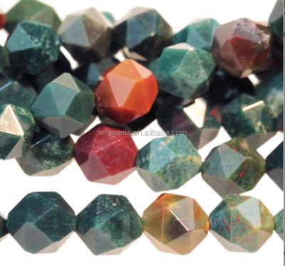 China Jewelry Making Loose Faceted Bloodstone Gemstone Beads Green Semi-Precious Stones for sale