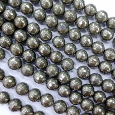 China Jewelry Preparing Gemstones Pyrite Trick Faceted Gold Around Beads for sale