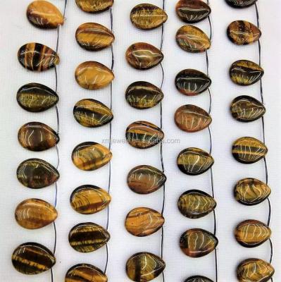 China Jewelry Making Natural Gemstone Gold Tiger Eye Teardrop Beads 18x25mm for sale