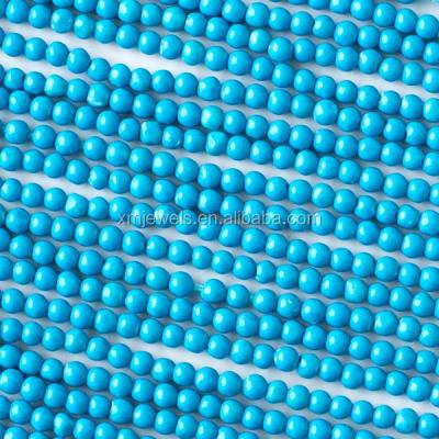 China Jewelry Making Wholesale Natural Round Blue Howlite Turquoise 2mm Gemstone Beads for sale