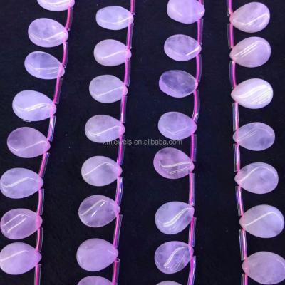 China Shiny Natural Pink Rose Quartz Briolette Gemstones, Smooth Teardrop Rose Quartz Semi Precious Stone for sale