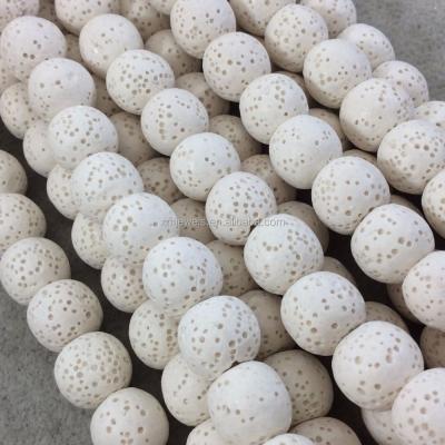 China Other Wholesale Colored Volcanic Lava Stone Beads Round White Lava Beads for sale