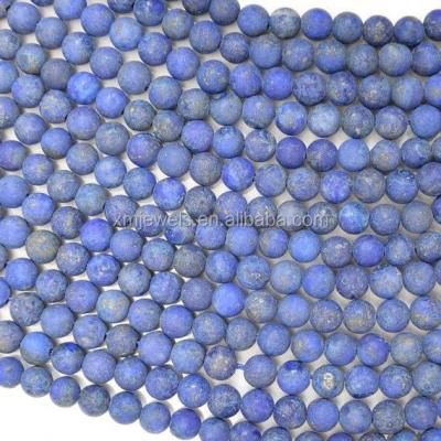 China Jewelry making gemstone beads natural lapis lazuli stone beads, matte lazulite round beads, lapis lazuli price wholesale for sale